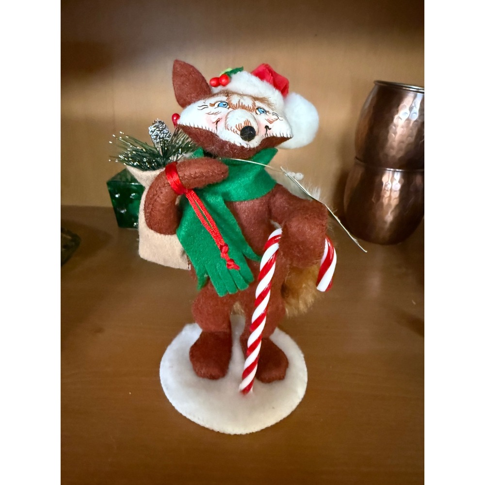 Annalee Mobilite Doll 2010 Christmas FOX holding Candy Cane 75th Anniversary EUC